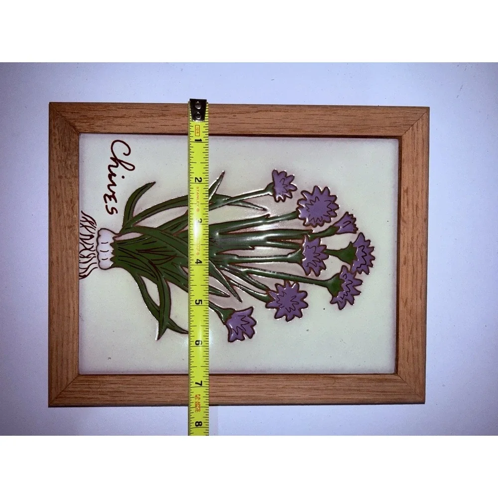 Chives‎ Hand Painted Decorative Tile Herb Kitchen Design Framed